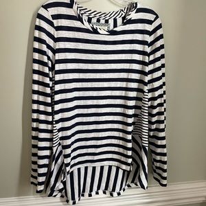 Anthropologie Maeve, blue and white striped T